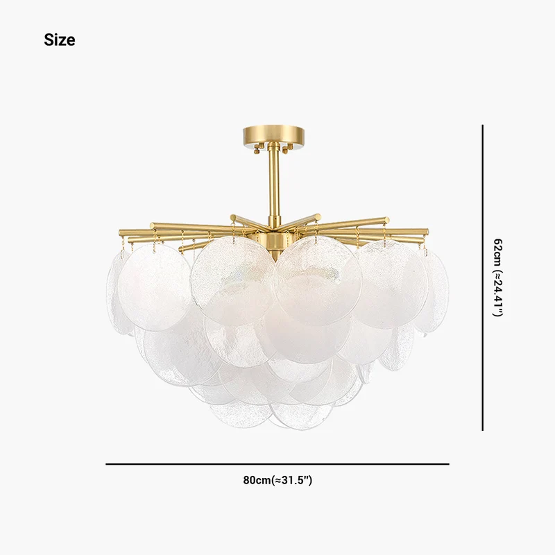 Chandelier Nordic Elegant Nimbus Round Glass, White & Gold