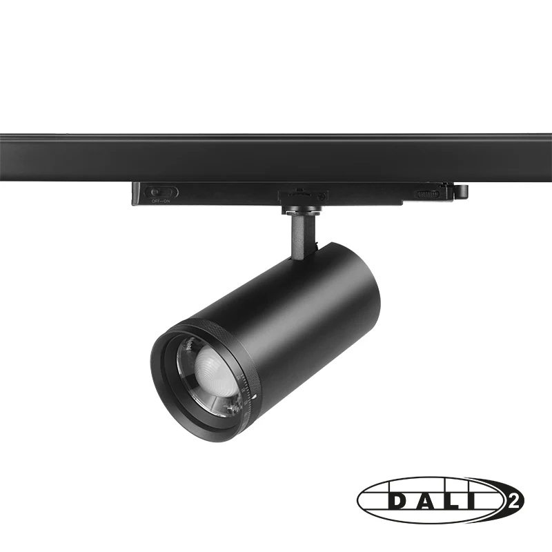DALI 3-Phasen-Schienenstrahler | Zoombar | Wattschalter | CCT-Schalter | Schwarz