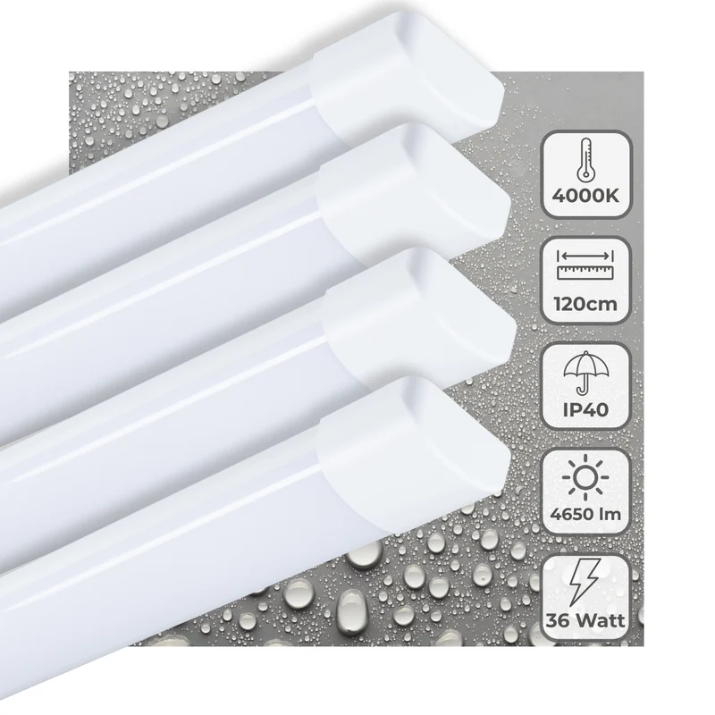 4er-PACK LED's Light LED TL Lampe 120 cm für den Innenbereich – Komplette LED TL Beleuchtung – 4650 lm