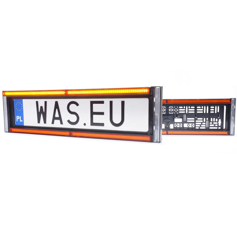 WAS W253 Kennzeichenhalter vorn mit bernsteinfarbenem Blitz und Reflektor
