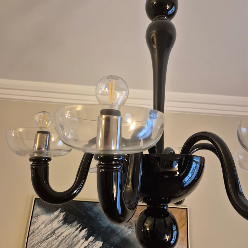 Kronleuchter Murano Glas schwarz Atlantic Hotel Hamburg gebraucht Lampe