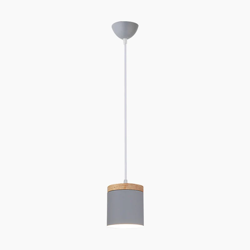 Pendant Ceiling Light Cylinder Nordic Minimalist, Aluminium & Wood