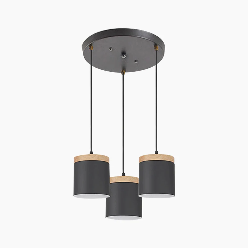 Pendant Ceiling Light Cylinder Nordic Minimalist, Aluminium & Wood