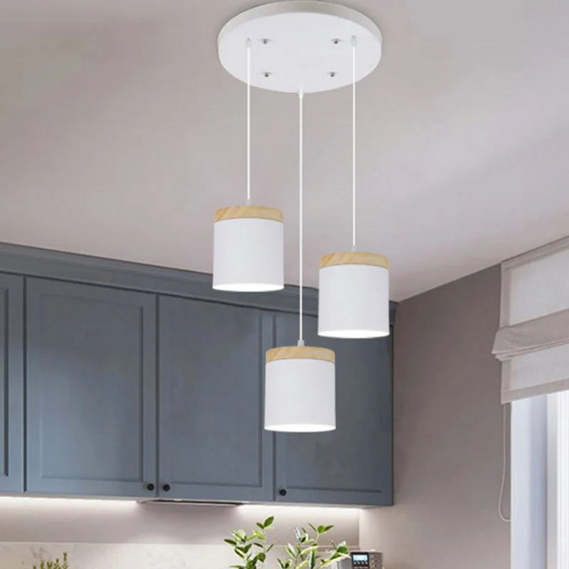 Pendant Ceiling Light Cylinder Nordic Minimalist, Aluminium & Wood