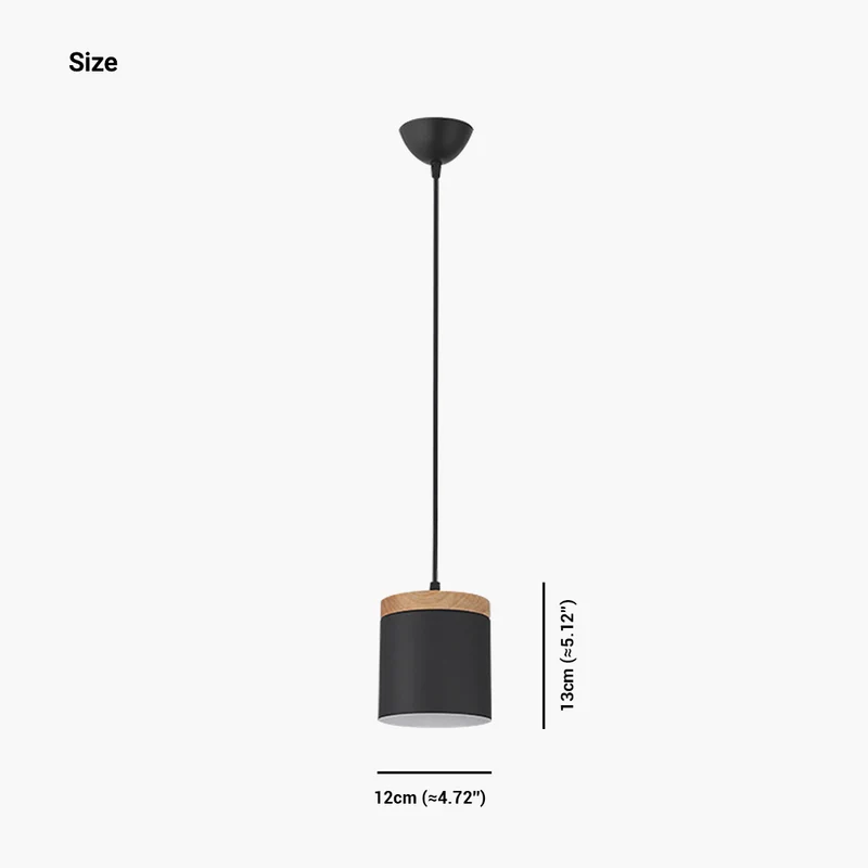 Pendant Ceiling Light Cylinder Nordic Minimalist, Aluminium & Wood