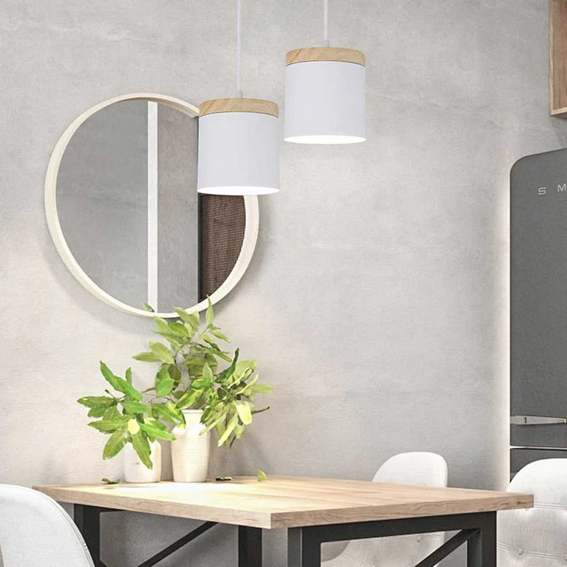 Pendant Ceiling Light Cylinder Nordic Minimalist, Aluminium & Wood