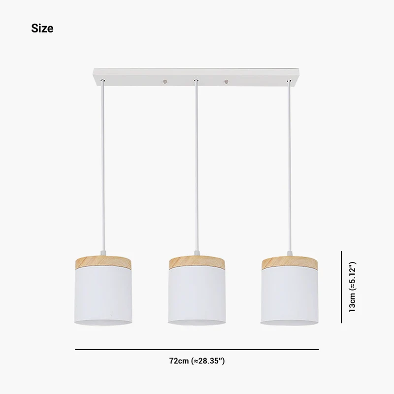 Pendant Ceiling Light Cylinder Nordic Minimalist, Aluminium & Wood