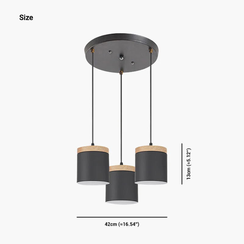 Pendant Ceiling Light Cylinder Nordic Minimalist, Aluminium & Wood