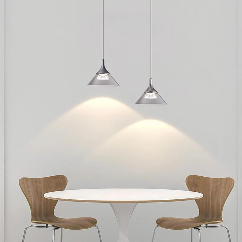 Pendant Lighting Fixture Hanging Modern Minimalist Cone, Aluminium & Acrylic