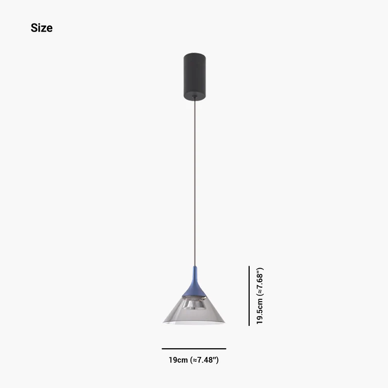 Pendant Lighting Fixture Hanging Modern Minimalist Cone, Aluminium & Acrylic