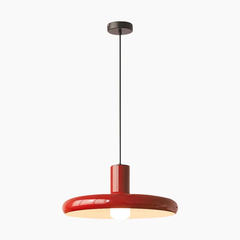 Pendant Ceiling Light Fixture 1960s Vintage Nordic Red UFO, Iron & Aluminium