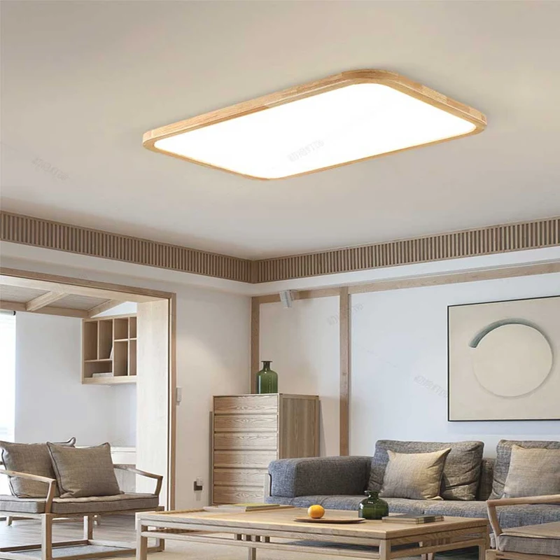 Ceiling Light Flush Mount Wood LED Full Spectrum Ultra Thin