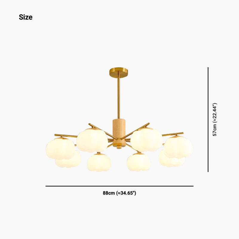 Chandelier Pendant Light Wood Modern Unique Cream Cotton, Multi Lights
