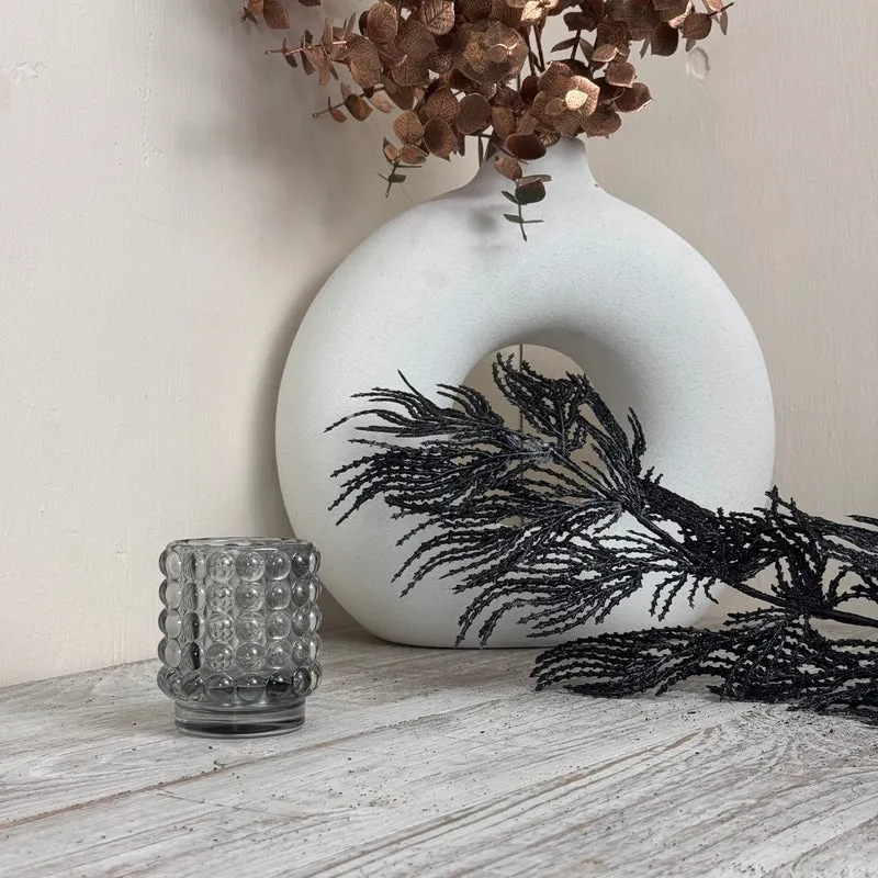 Housevitamin Teelichthalter Windlicht Glas Grau Noppen-Design Kerzenhalter Deko