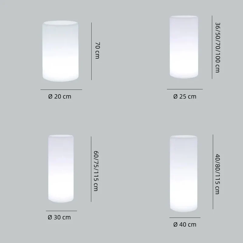 Solar Stehlampe Outdoor Weiß mit RGB, IP65, in Zylinderform