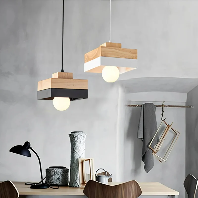 Skandinavische Pendelleuchte aus Holz und Metall für Esstisch & Esszimmer