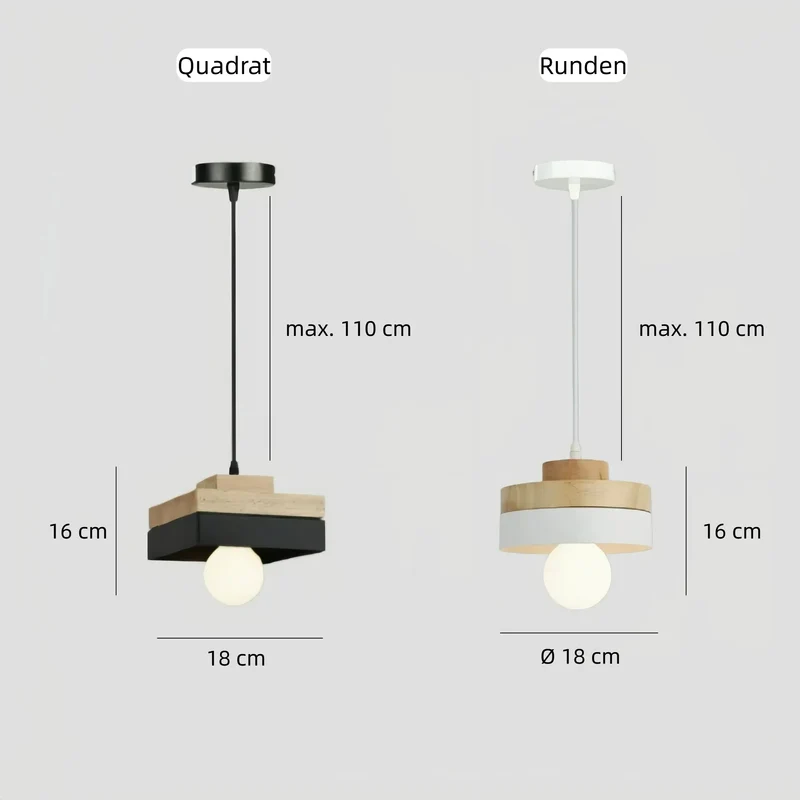 Skandinavische Pendelleuchte aus Holz und Metall für Esstisch & Esszimmer