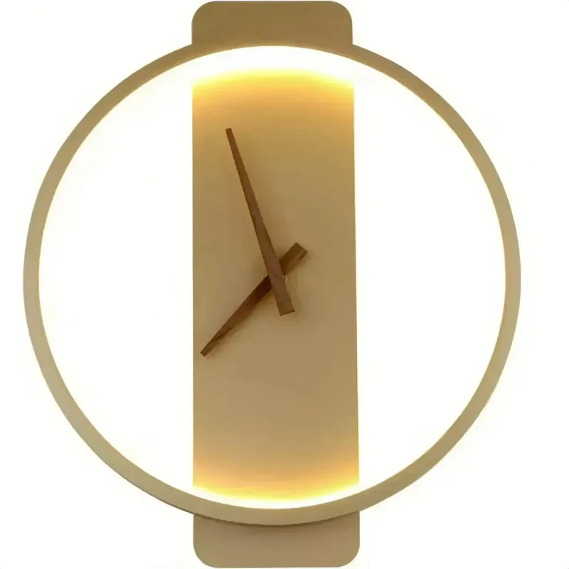 Moderne LED-Wandleuchte mit integrierter Uhr fürs Wohnzimmer
