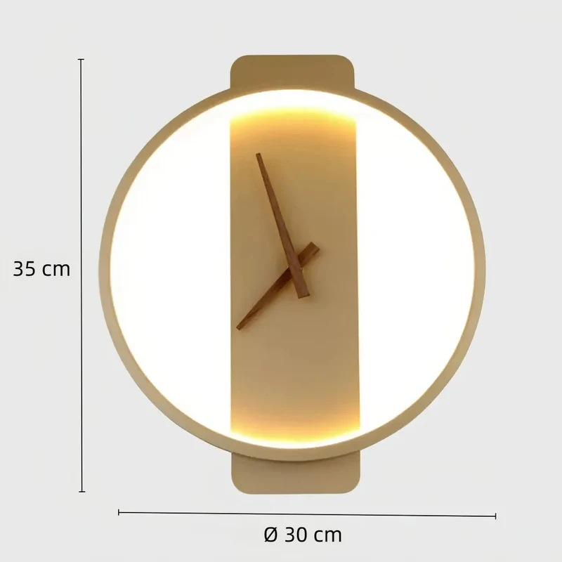 Moderne LED-Wandleuchte mit integrierter Uhr fürs Wohnzimmer