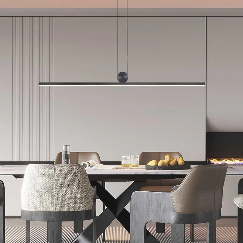 Pendant Light Long Strip Linear Dimmable LED, Black