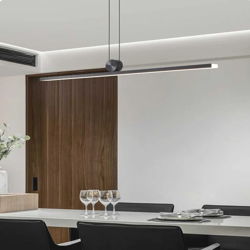 Pendant Light Long Strip Linear Dimmable LED, Black