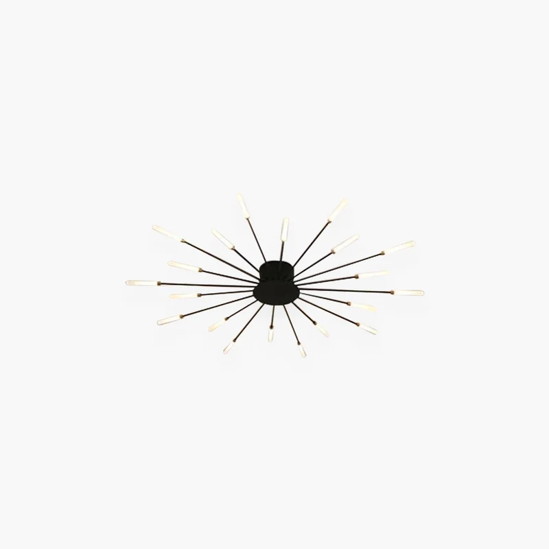 LED Chandelier Ceiling Light Unique Starburst Sputnik, Black/Gold