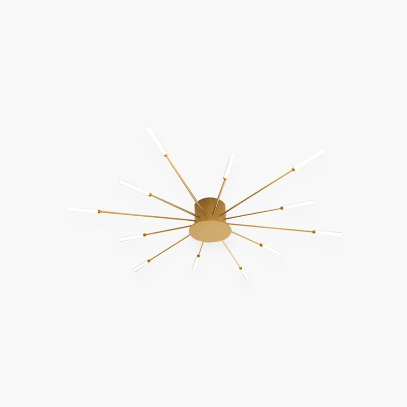 LED Chandelier Ceiling Light Unique Starburst Sputnik, Black/Gold