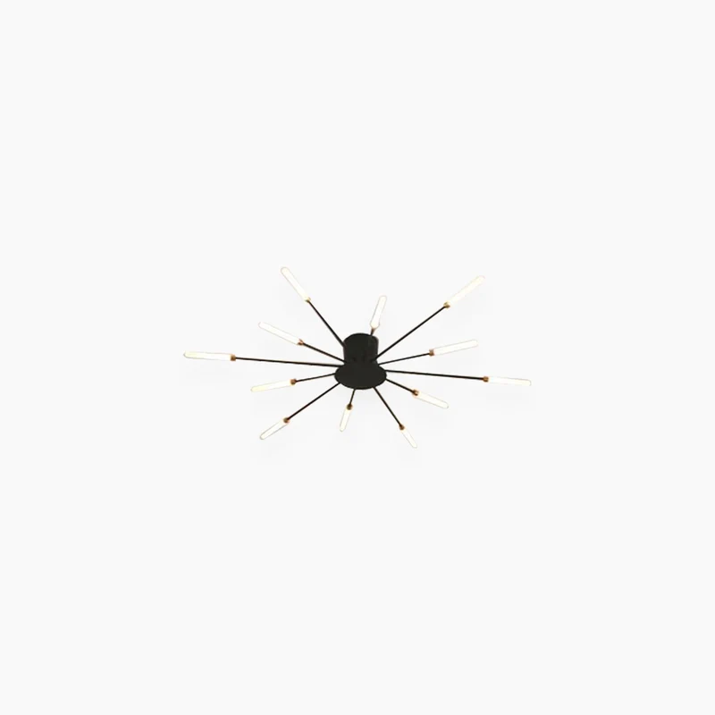 LED Chandelier Ceiling Light Unique Starburst Sputnik, Black/Gold