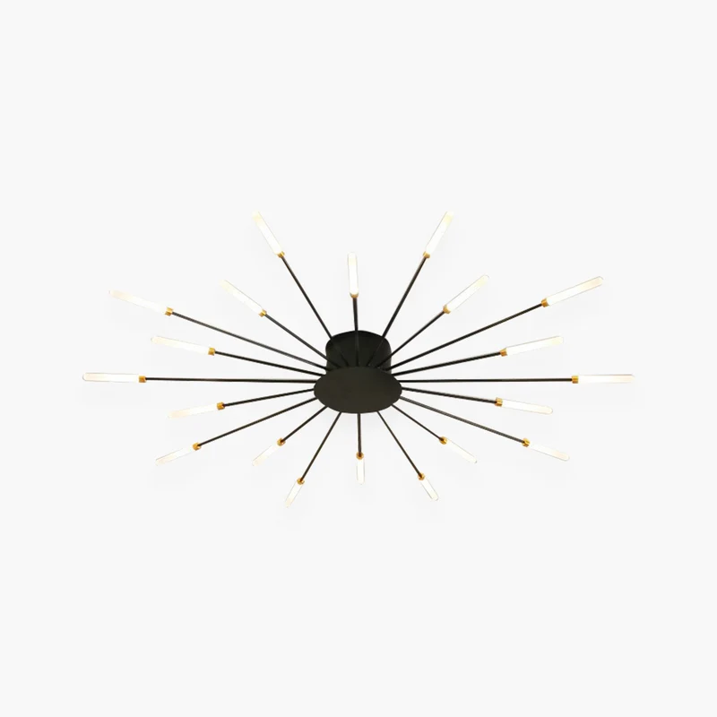 LED Chandelier Ceiling Light Unique Starburst Sputnik, Black/Gold
