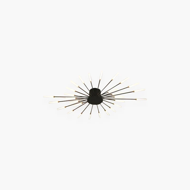 LED Chandelier Ceiling Light Unique Starburst Sputnik, Black/Gold