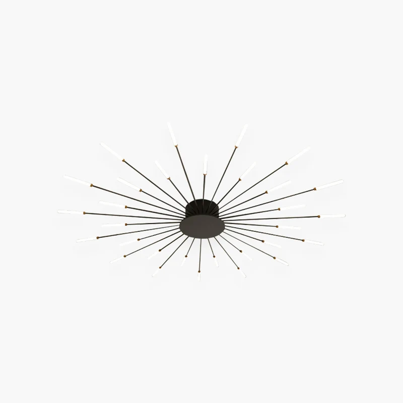 LED Chandelier Ceiling Light Unique Starburst Sputnik, Black/Gold