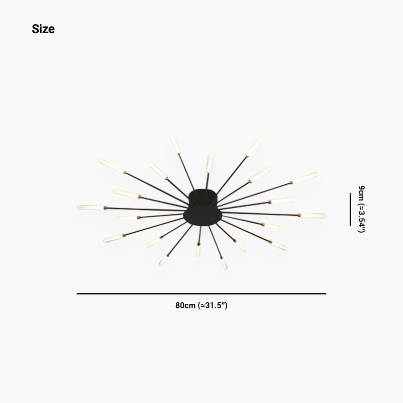 LED Chandelier Ceiling Light Unique Starburst Sputnik, Black/Gold