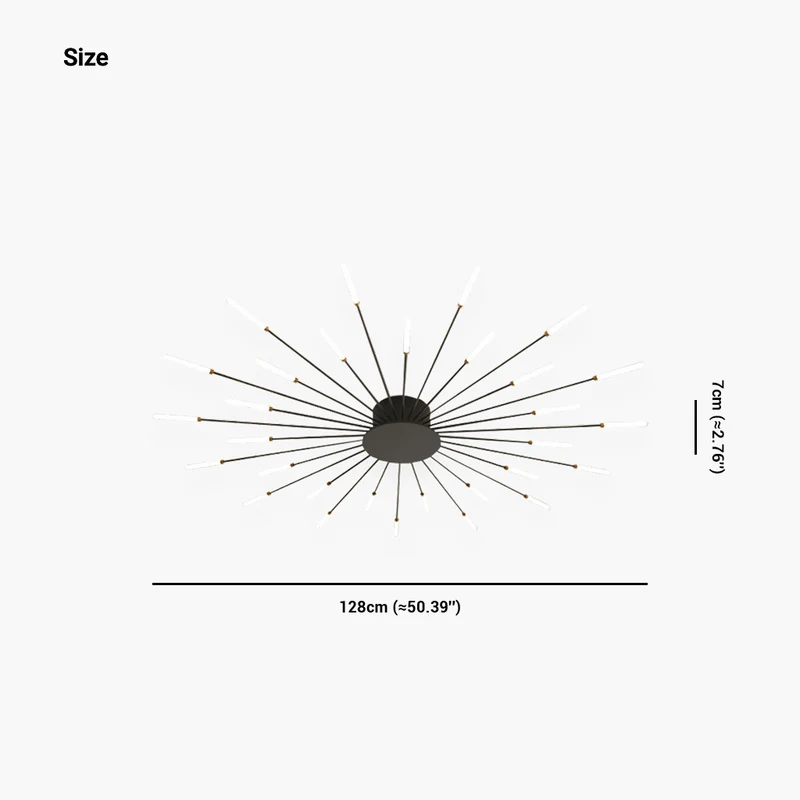 LED Chandelier Ceiling Light Unique Starburst Sputnik, Black/Gold
