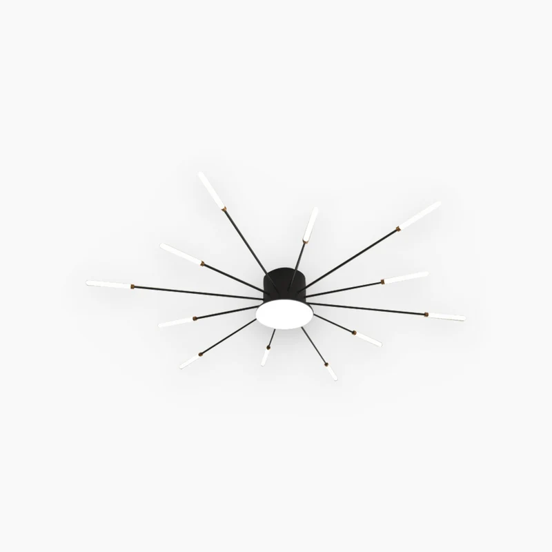 LED Chandelier Ceiling Light Unique Starburst Sputnik, Black/Gold