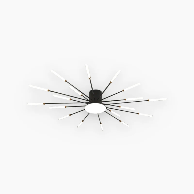 LED Chandelier Ceiling Light Unique Starburst Sputnik, Black/Gold