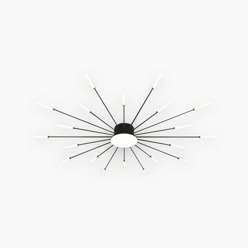 LED Chandelier Ceiling Light Unique Starburst Sputnik, Black/Gold