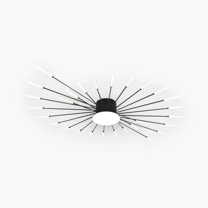 LED Chandelier Ceiling Light Unique Starburst Sputnik, Black/Gold