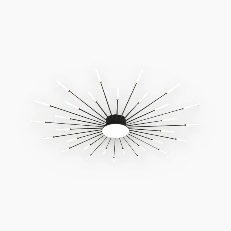 LED Chandelier Ceiling Light Unique Starburst Sputnik, Black/Gold