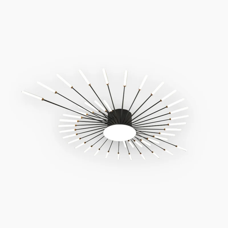 LED Chandelier Ceiling Light Unique Starburst Sputnik, Black/Gold