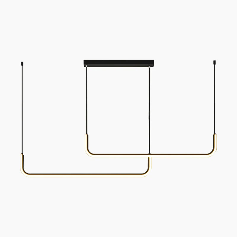 Chandelier Pendant Light Minimalist Metal Linear LED, Gold / Black