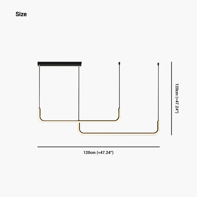 Chandelier Pendant Light Minimalist Metal Linear LED, Gold / Black