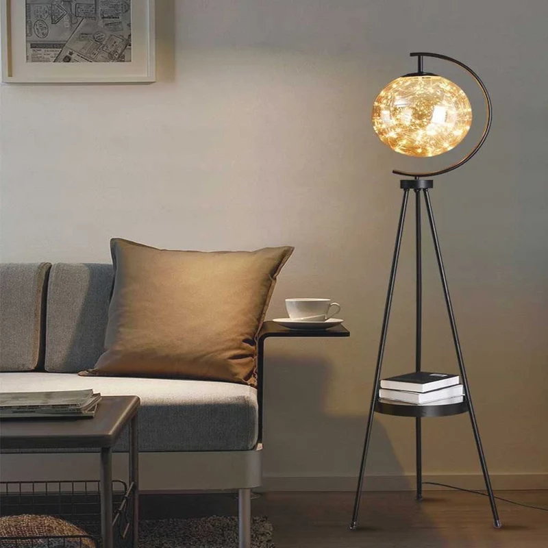 Tripod Floor Lamp Unique Fairy Glass Ball with Tray