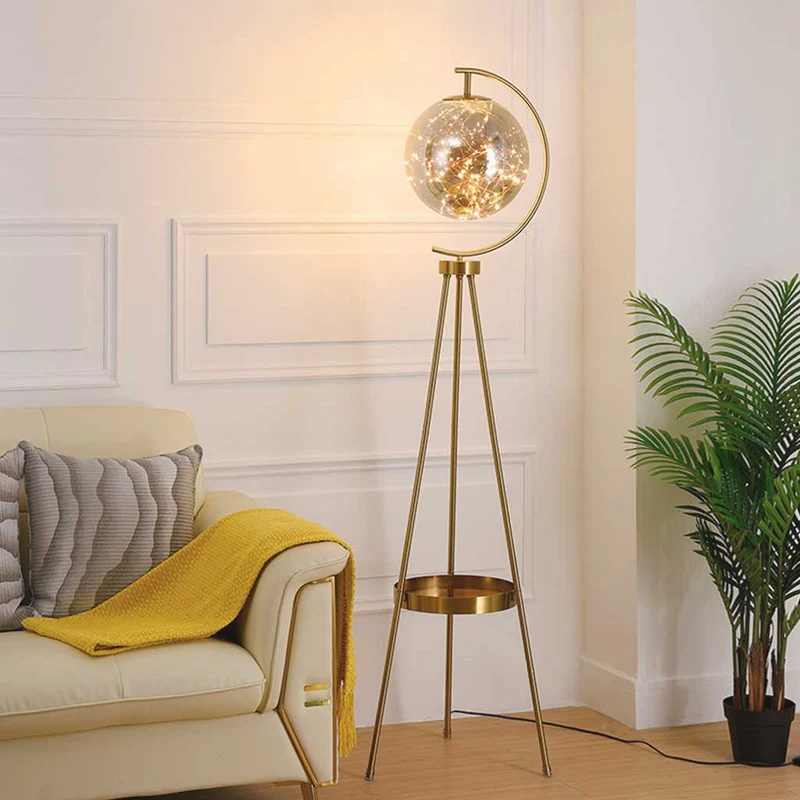 Tripod Floor Lamp Unique Fairy Glass Ball with Tray