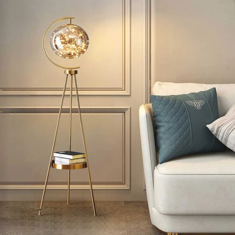 Tripod Floor Lamp Unique Fairy Glass Ball with Tray