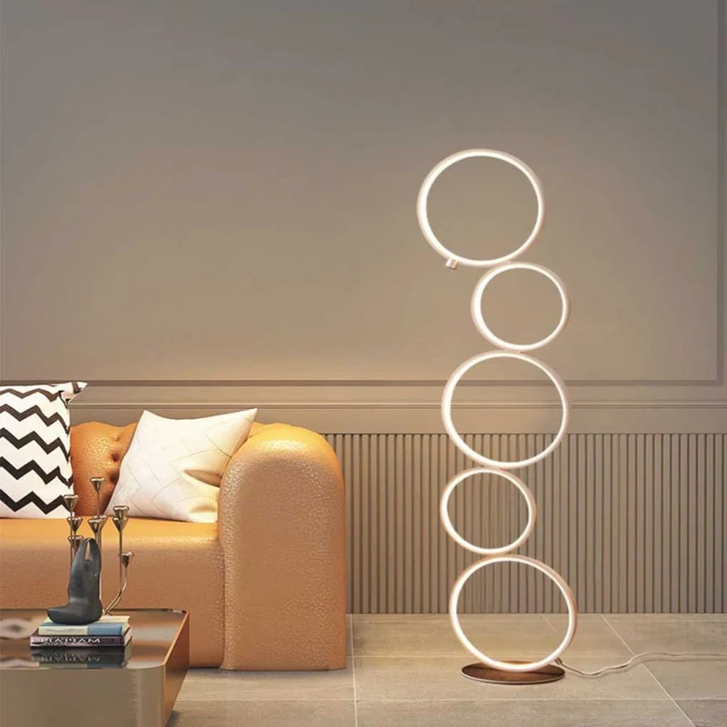 Floor Lamp Nordic Decorative Artistic Iron Ring, Black / White