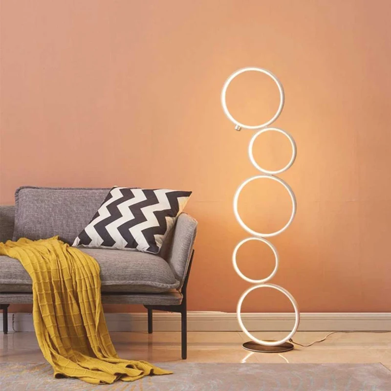 Floor Lamp Nordic Decorative Artistic Iron Ring, Black / White