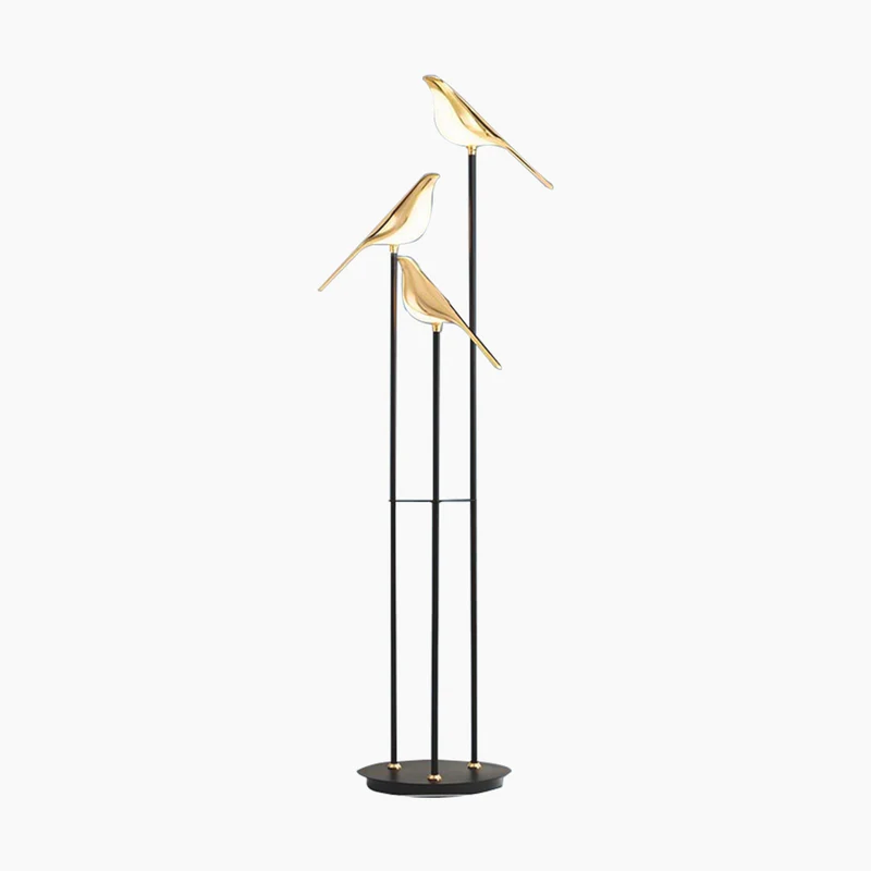 Floor Lamp Nordic Unique Acrylic Bird with Black & Gold Finish