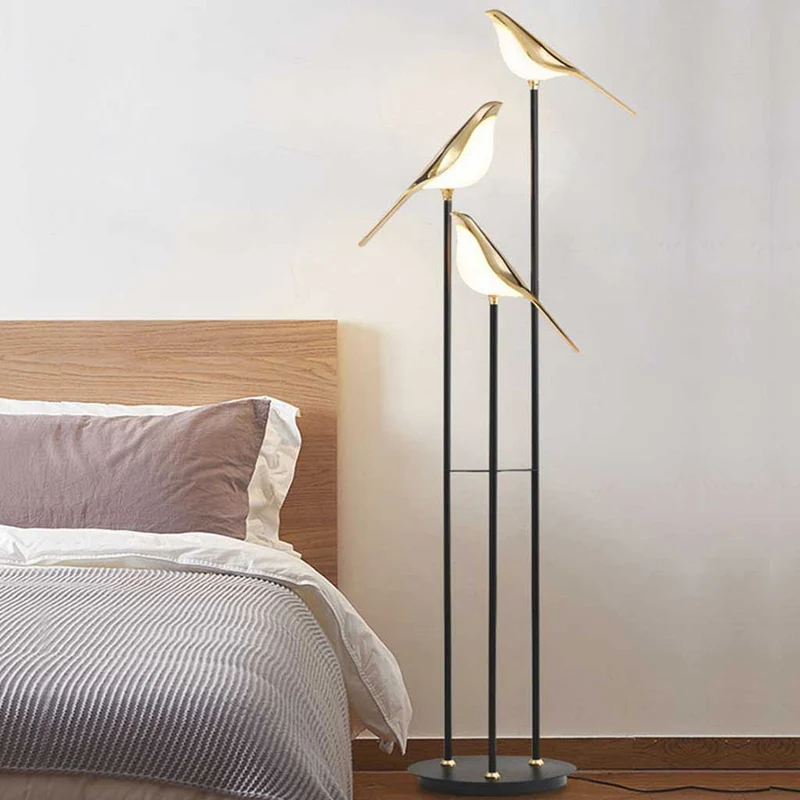 Floor Lamp Nordic Unique Acrylic Bird with Black & Gold Finish