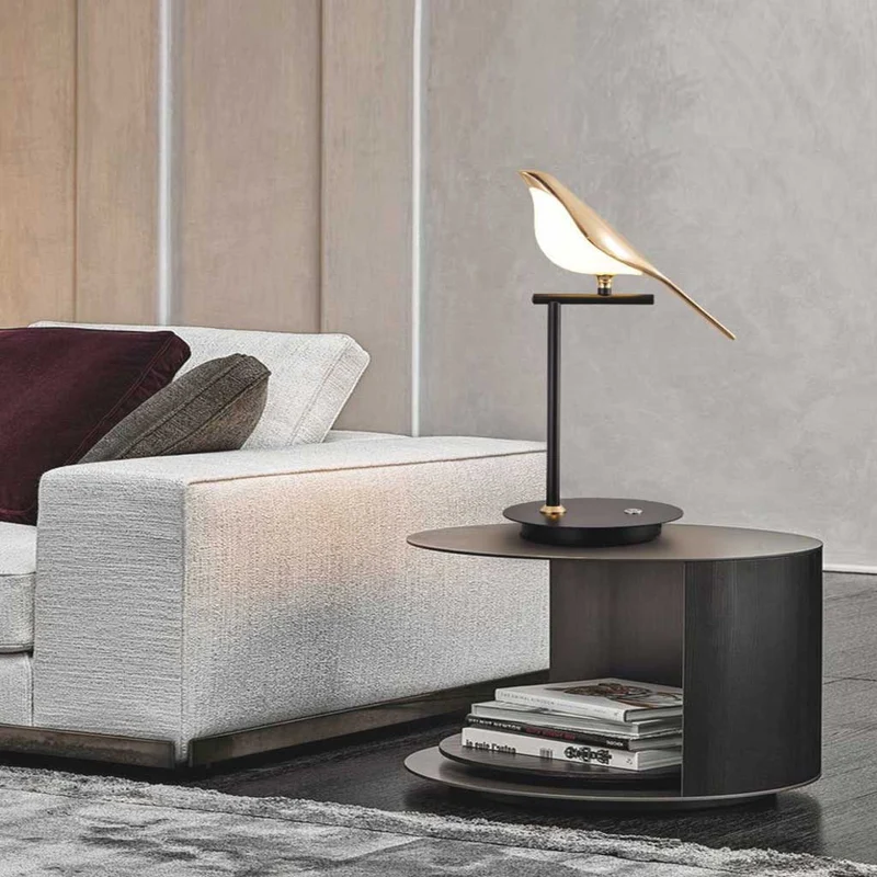 Table Lamp Modern Creative Bird Dimmable, Black & Gold