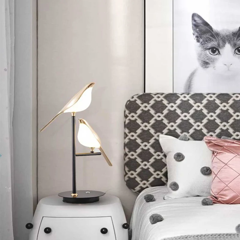 Table Lamp Modern Creative Bird Dimmable, Black & Gold